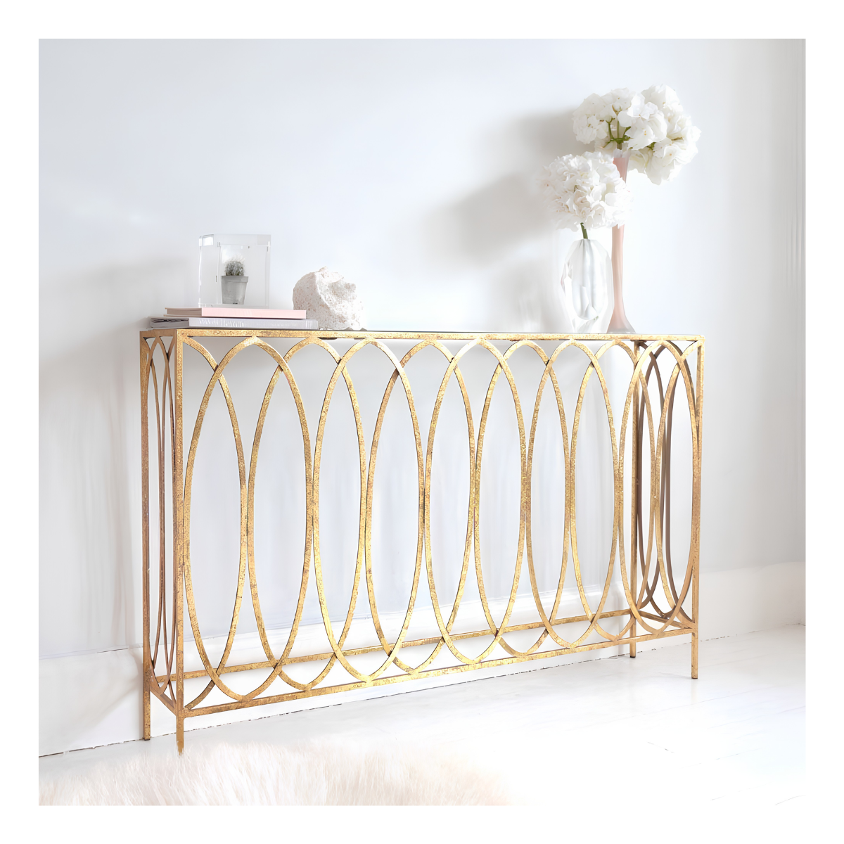 Overlapping Oval Console Side Table